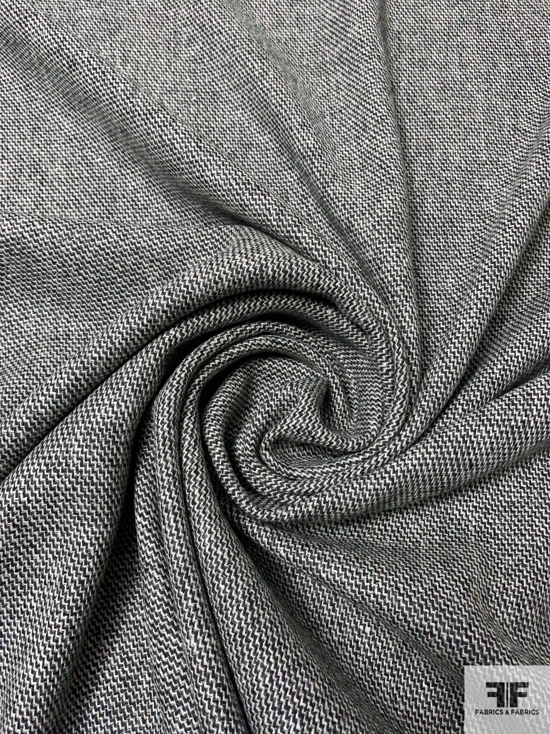 Italian Classic Soft Wool Tweed Suiting With Lurex Fibers - Black / Smokey Off-White 5 Italian Classic Soft Wool Tweed Suiting With Lurex Fibers - Black / Smokey Off-White - Image 3