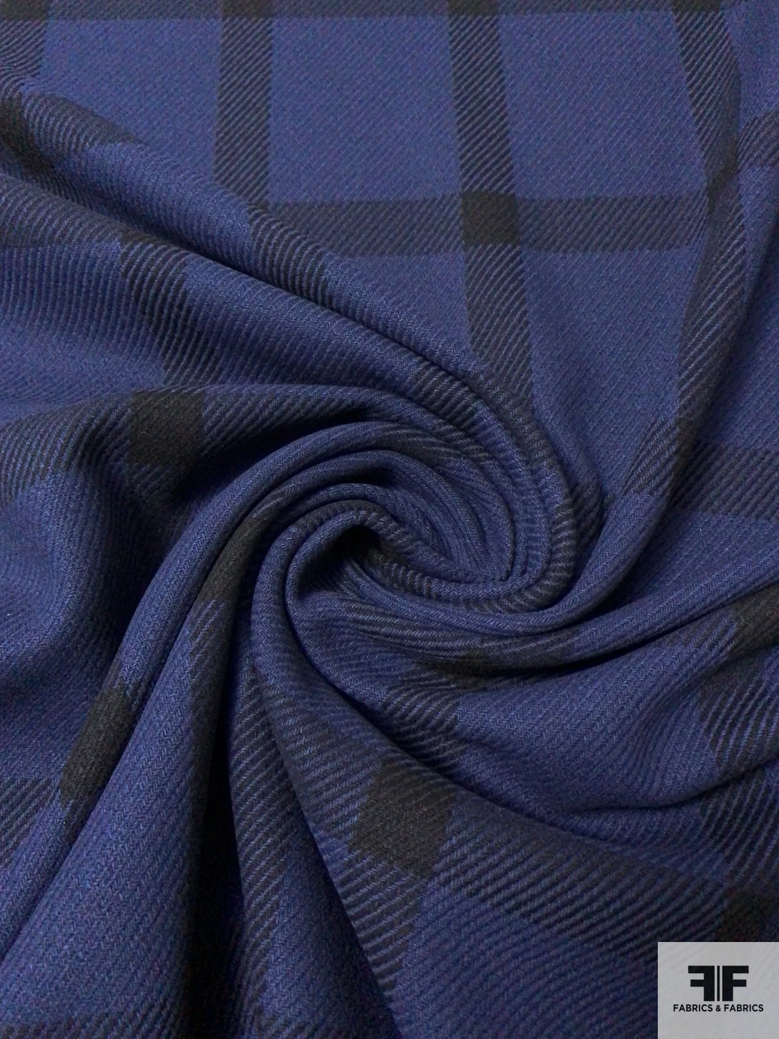 Windowpane Plaid Twill Weave Wool Blend Jacket Weight - Navy / Black 6 Windowpane Plaid Twill Weave Wool Blend Jacket Weight - Navy / Black - Image 4