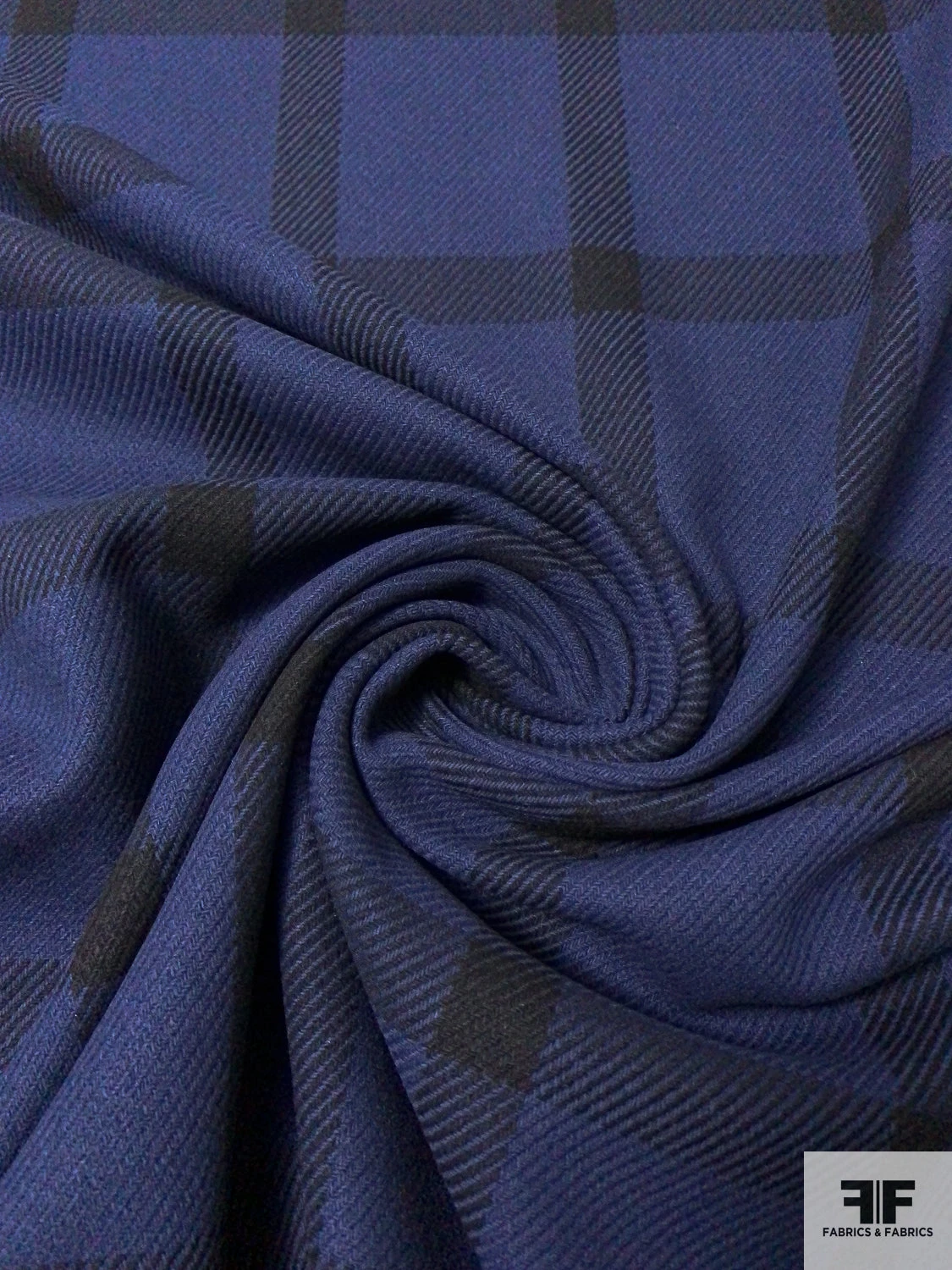 Windowpane Plaid Twill Weave Wool Blend Jacket Weight - Navy / Black 7 Windowpane Plaid Twill Weave Wool Blend Jacket Weight - Navy / Black - Image 5