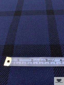 Windowpane Plaid Twill Weave Wool Blend Jacket Weight - Navy / Black 16 Windowpane Plaid Twill Weave Wool Blend Jacket Weight - Navy / Black -Fabrics And Fabrics Store 15121 5