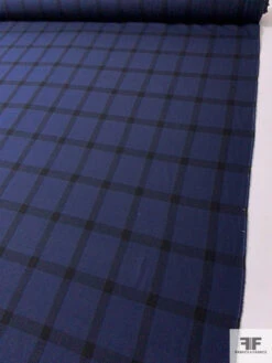 Windowpane Plaid Twill Weave Wool Blend Jacket Weight - Navy / Black 12 Windowpane Plaid Twill Weave Wool Blend Jacket Weight - Navy / Black -Fabrics And Fabrics Store 15121 6