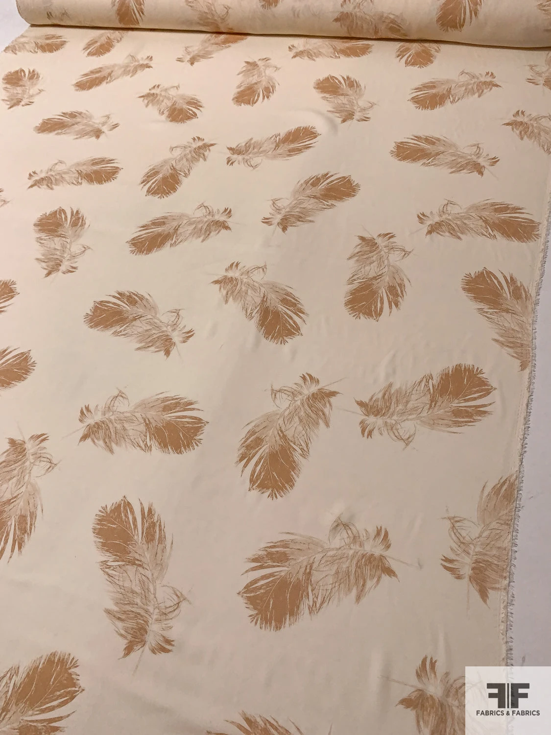 Feathery Leaf Sketch Printed Silk Georgette - Cream / Buff Beige 9 Feathery Leaf Sketch Printed Silk Georgette - Cream / Buff Beige - Image 7