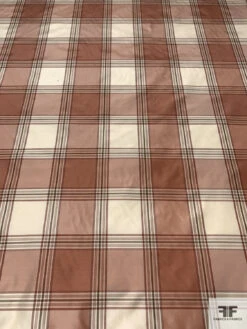 Plaid Yarn-Dyed Silk Taffeta - Dusty Rose / Cream -Fabrics And Fabrics Store 15154 4