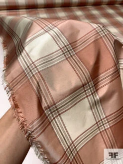 Plaid Yarn-Dyed Silk Taffeta - Dusty Rose / Cream -Fabrics And Fabrics Store 15154 8
