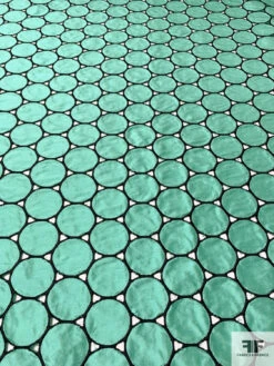 Circle Cutout Embroidered Silk Shantung - Seafoam Green / Black 14 Circle Cutout Embroidered Silk Shantung - Seafoam Green / Black -Fabrics And Fabrics Store 15189 4