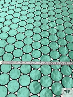 Circle Cutout Embroidered Silk Shantung - Seafoam Green / Black 15 Circle Cutout Embroidered Silk Shantung - Seafoam Green / Black -Fabrics And Fabrics Store 15189 5