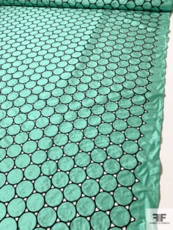 Circle Cutout Embroidered Silk Shantung - Seafoam Green / Black 16 Circle Cutout Embroidered Silk Shantung - Seafoam Green / Black -Fabrics And Fabrics Store 15189 7
