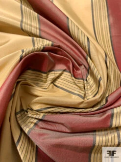 Vertical Striped Yarn-Dyed Silk Taffeta - Antique Rose / Antique Gold / Stone 13 Vertical Striped Yarn-Dyed Silk Taffeta - Antique Rose / Antique Gold / Stone -Fabrics And Fabrics Store 15253 3