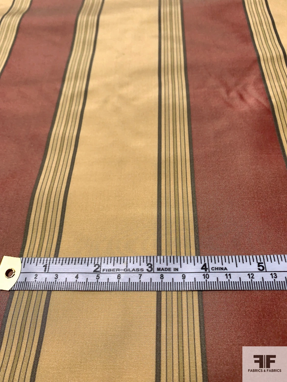 Vertical Striped Yarn-Dyed Silk Taffeta - Antique Rose / Antique Gold / Stone 9 Vertical Striped Yarn-Dyed Silk Taffeta - Antique Rose / Antique Gold / Stone - Image 7