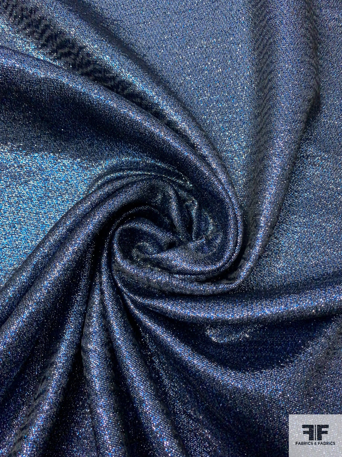Solid Lamé Brocade - Metallic Blue / Silver 4 Solid Lamé Brocade - Metallic Blue / Silver - Image 2