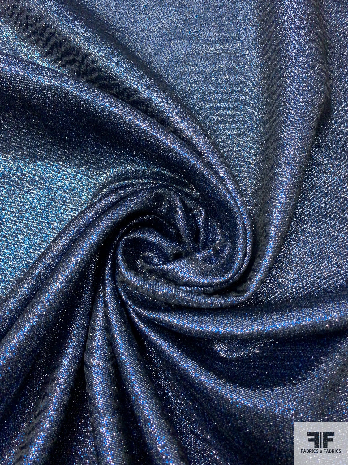Solid Lamé Brocade - Metallic Blue / Silver 5 Solid Lamé Brocade - Metallic Blue / Silver - Image 3