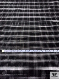 Plaid Silk Dupioni With Lurex Threads - Black / White / Silver -Fabrics And Fabrics Store 15312 5