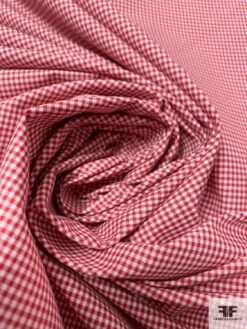 Mini Gingham Check Cotton-Poly Shirting - Red / White