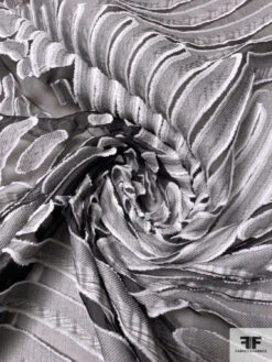 Italian Leaf Inspired Textured Fil Coupé Organza - Grey / Off-White / Black 12 Italian Leaf Inspired Textured Fil Coupé Organza - Grey / Off-White / Black -Fabrics And Fabrics Store 15358 2
