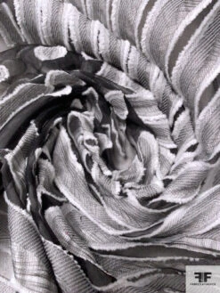 Italian Leaf Inspired Textured Fil Coupé Organza - Grey / Off-White / Black 14 Italian Leaf Inspired Textured Fil Coupé Organza - Grey / Off-White / Black -Fabrics And Fabrics Store 15358 3