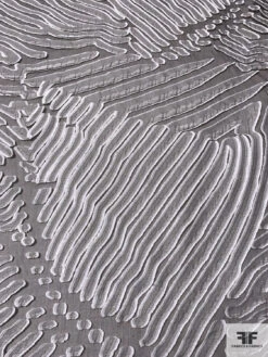 Italian Leaf Inspired Textured Fil Coupé Organza - Grey / Off-White / Black 15 Italian Leaf Inspired Textured Fil Coupé Organza - Grey / Off-White / Black -Fabrics And Fabrics Store 15358 4