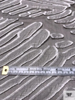 Italian Leaf Inspired Textured Fil Coupé Organza - Grey / Off-White / Black 17 Italian Leaf Inspired Textured Fil Coupé Organza - Grey / Off-White / Black -Fabrics And Fabrics Store 15358 6