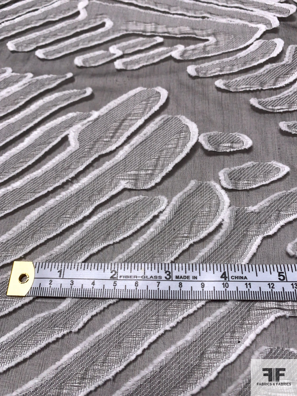 Italian Leaf Inspired Textured Fil Coupé Organza - Grey / Off-White / Black 10 Italian Leaf Inspired Textured Fil Coupé Organza - Grey / Off-White / Black - Image 8