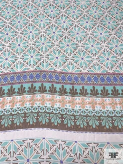 Multi-Pattern Printed Silk Chiffon Panel - Aqua / Brown / Violet / Ochre / Pink 14 Multi-Pattern Printed Silk Chiffon Panel - Aqua / Brown / Violet / Ochre / Pink -Fabrics And Fabrics Store 15429 4