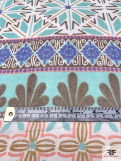 Multi-Pattern Printed Silk Chiffon Panel - Aqua / Brown / Violet / Ochre / Pink 16 Multi-Pattern Printed Silk Chiffon Panel - Aqua / Brown / Violet / Ochre / Pink -Fabrics And Fabrics Store 15429 6