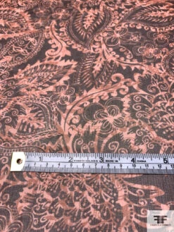 Paisley Leaf Printed Crinkled Silk Chiffon - Dusty Peach / Brown 16 Paisley Leaf Printed Crinkled Silk Chiffon - Dusty Peach / Brown -Fabrics And Fabrics Store 15449 6