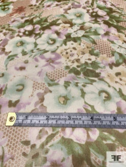 Floral Bouquets And Dotted Printed Silk Chiffon - Greens / Lavender / Caramel 15 Floral Bouquets And Dotted Printed Silk Chiffon - Greens / Lavender / Caramel -Fabrics And Fabrics Store 15458 5