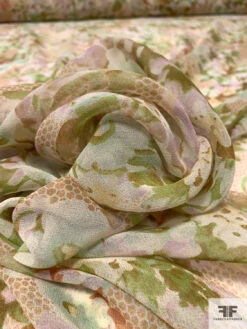 Floral Bouquets And Dotted Printed Silk Chiffon - Greens / Lavender / Caramel 17 Floral Bouquets And Dotted Printed Silk Chiffon - Greens / Lavender / Caramel -Fabrics And Fabrics Store 15458 8