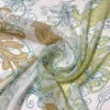Exotic Leaf Printed Crinkled Silk Chiffon - Pastel Lime / Tan / Teal / Off-White 1 Exotic Leaf Printed Crinkled Silk Chiffon - Pastel Lime / Tan / Teal / Off-White -Fabrics And Fabrics Store 15549 1