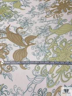 Exotic Leaf Printed Crinkled Silk Chiffon - Pastel Lime / Tan / Teal / Off-White 14 Exotic Leaf Printed Crinkled Silk Chiffon - Pastel Lime / Tan / Teal / Off-White -Fabrics And Fabrics Store 15549 5