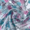 Floral Printed Crinkled Silk Chiffon - Sky Blue / Aqua Blue / Orchid Pink 2 Floral Printed Crinkled Silk Chiffon - Sky Blue / Aqua Blue / Orchid Pink -Fabrics And Fabrics Store 15604 1