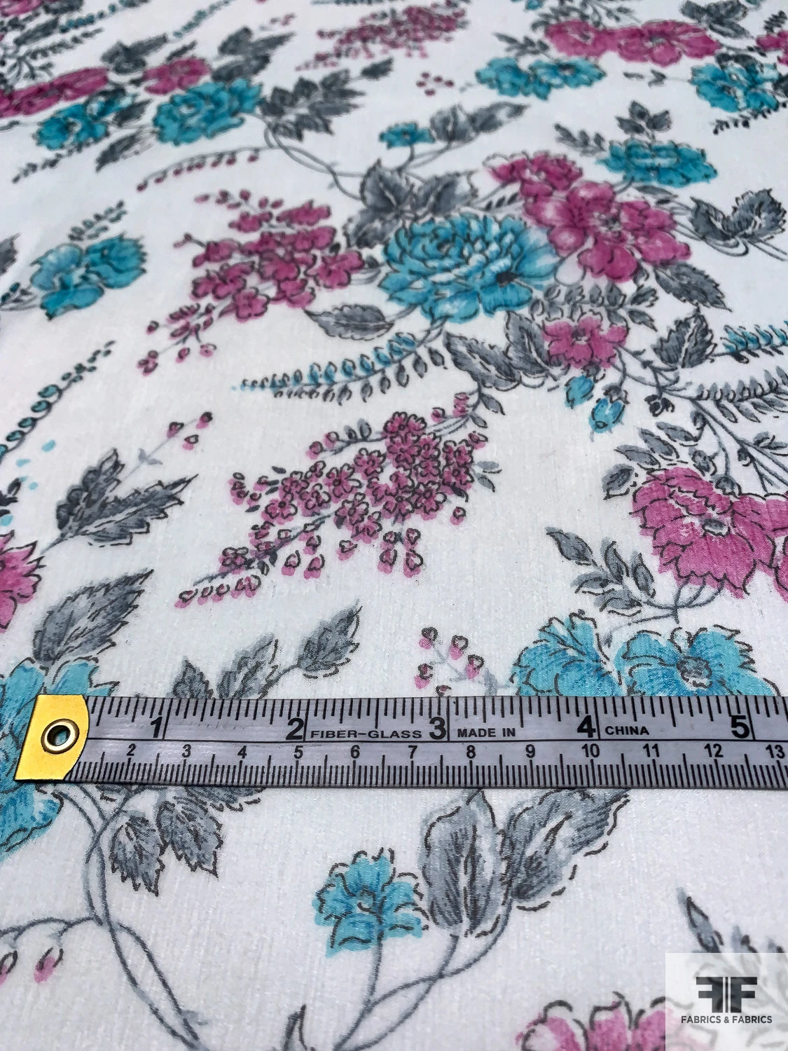 Floral Printed Crinkled Silk Chiffon - Sky Blue / Aqua Blue / Orchid Pink 9 Floral Printed Crinkled Silk Chiffon - Sky Blue / Aqua Blue / Orchid Pink - Image 7