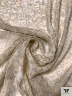 Reptile-Inspired Printed Silk Chiffon - Shades Of Ecru -Fabrics And Fabrics Store 15619 2
