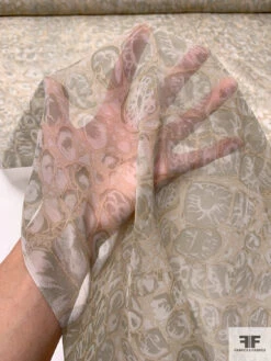 Reptile-Inspired Printed Silk Chiffon - Shades Of Ecru -Fabrics And Fabrics Store 15619 7