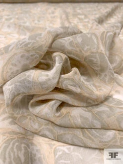 Reptile-Inspired Printed Silk Chiffon - Shades Of Ecru -Fabrics And Fabrics Store 15619 8