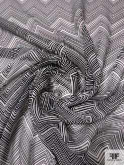 Hypnotic Chevron Printed Silk Chiffon - Black / Off-White 11 Hypnotic Chevron Printed Silk Chiffon - Black / Off-White -Fabrics And Fabrics Store 15664 2 ddf902db 38c9 4839 b843 13635fbf0afb