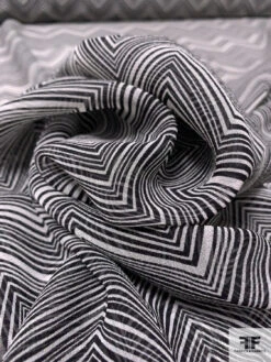 Hypnotic Chevron Printed Silk Chiffon - Black / Off-White 16 Hypnotic Chevron Printed Silk Chiffon - Black / Off-White -Fabrics And Fabrics Store 15664 8 f6921769 47fd 4007 a4c9 22b299419bf8