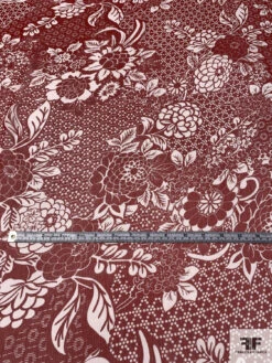 Floral Collage Printed Crinkled Silk Chiffon - Red / Off-White 13 Floral Collage Printed Crinkled Silk Chiffon - Red / Off-White -Fabrics And Fabrics Store 15673 4