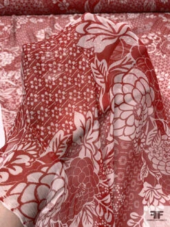 Floral Collage Printed Crinkled Silk Chiffon - Red / Off-White 16 Floral Collage Printed Crinkled Silk Chiffon - Red / Off-White -Fabrics And Fabrics Store 15673 7