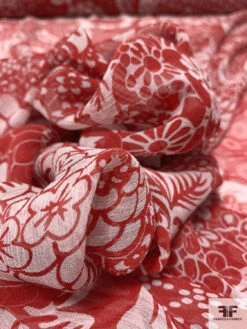 Floral Collage Printed Crinkled Silk Chiffon - Red / Off-White 17 Floral Collage Printed Crinkled Silk Chiffon - Red / Off-White -Fabrics And Fabrics Store 15673 8