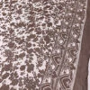 Floral Silhouette And Border Pattern Printed Slightly Crinkled Silk Chiffon - Brown / Off-White