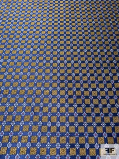 Ornate Grid Silk Necktie Jacquard Brocade - Navy / Golden-Turmeric / Sky Blue / Red 15 Ornate Grid Silk Necktie Jacquard Brocade - Navy / Golden-Turmeric / Sky Blue / Red -Fabrics And Fabrics Store 15712 4