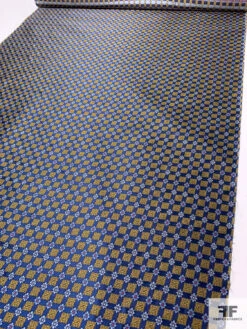 Ornate Grid Silk Necktie Jacquard Brocade - Navy / Golden-Turmeric / Sky Blue / Red 17 Ornate Grid Silk Necktie Jacquard Brocade - Navy / Golden-Turmeric / Sky Blue / Red -Fabrics And Fabrics Store 15712 7