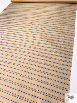 Horizontal Striped Silk Necktie Jacquard Brocade - Biscotti Gold / Sky Blue / Navy -Fabrics And Fabrics Store 15714 6