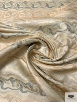 Wave Design Silk Necktie Jacquard Brocade - Beige / Greys 13 Wave Design Silk Necktie Jacquard Brocade - Beige / Greys -Fabrics And Fabrics Store 15715 1