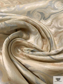 Wave Design Silk Necktie Jacquard Brocade - Beige / Greys 14 Wave Design Silk Necktie Jacquard Brocade - Beige / Greys -Fabrics And Fabrics Store 15715 3