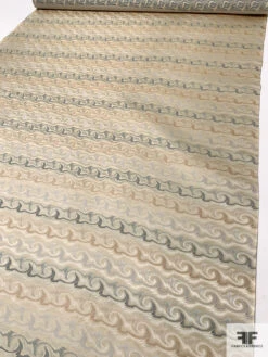 Wave Design Silk Necktie Jacquard Brocade - Beige / Greys 17 Wave Design Silk Necktie Jacquard Brocade - Beige / Greys -Fabrics And Fabrics Store 15715 7