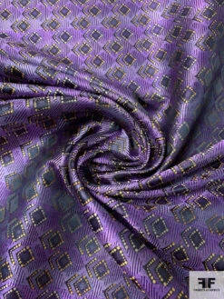 Geometric Silk Necktie Jacquard Brocade - Purple / Plum / Yellow-Gold 13 Geometric Silk Necktie Jacquard Brocade - Purple / Plum / Yellow-Gold -Fabrics And Fabrics Store 15718 1