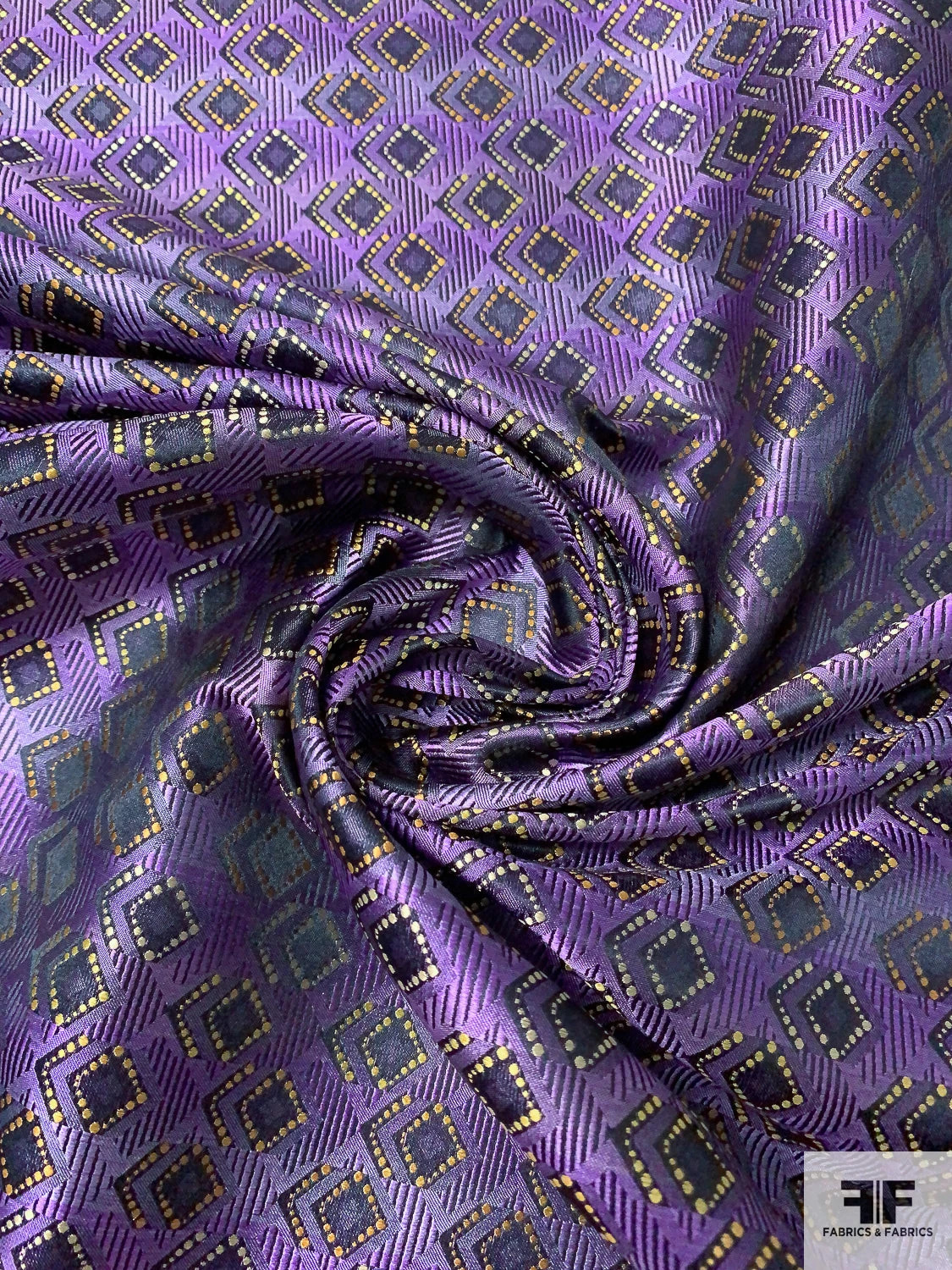 Geometric Silk Necktie Jacquard Brocade - Purple / Plum / Yellow-Gold 6 Geometric Silk Necktie Jacquard Brocade - Purple / Plum / Yellow-Gold - Image 4