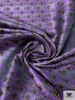 Geometric Silk Necktie Jacquard Brocade - Purple / Plum / Yellow-Gold 12 Geometric Silk Necktie Jacquard Brocade - Purple / Plum / Yellow-Gold -Fabrics And Fabrics Store 15718 2