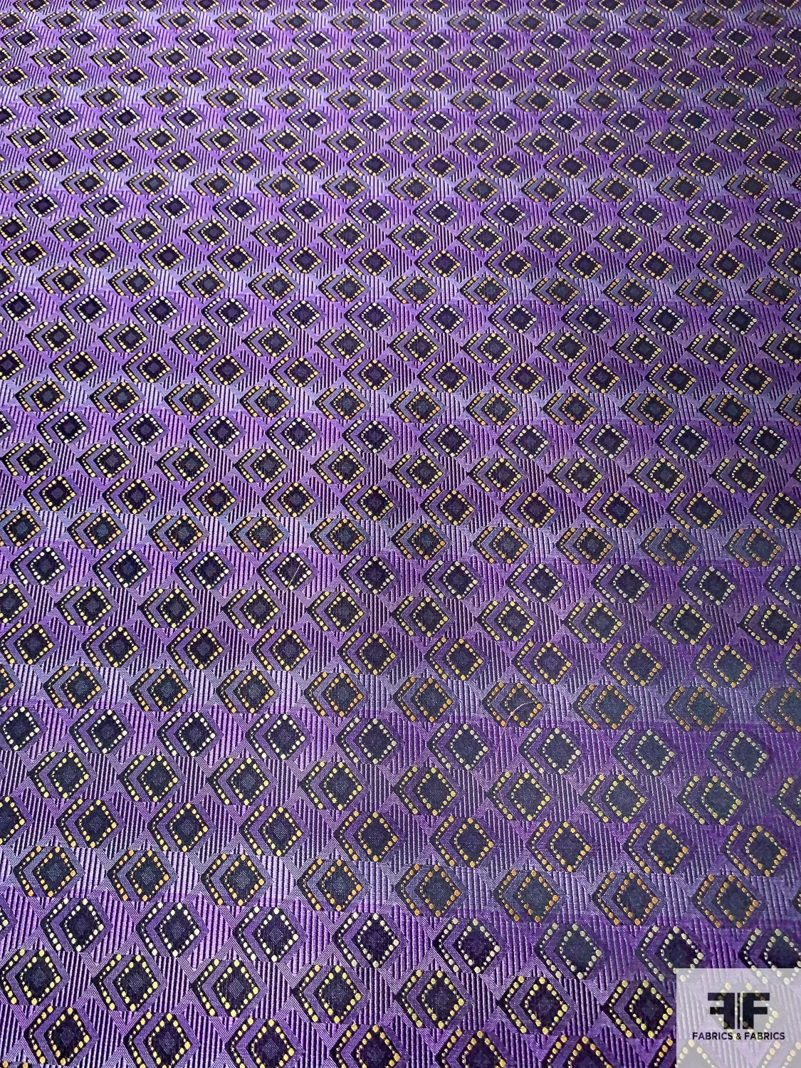 Geometric Silk Necktie Jacquard Brocade - Purple / Plum / Yellow-Gold 7 Geometric Silk Necktie Jacquard Brocade - Purple / Plum / Yellow-Gold - Image 5